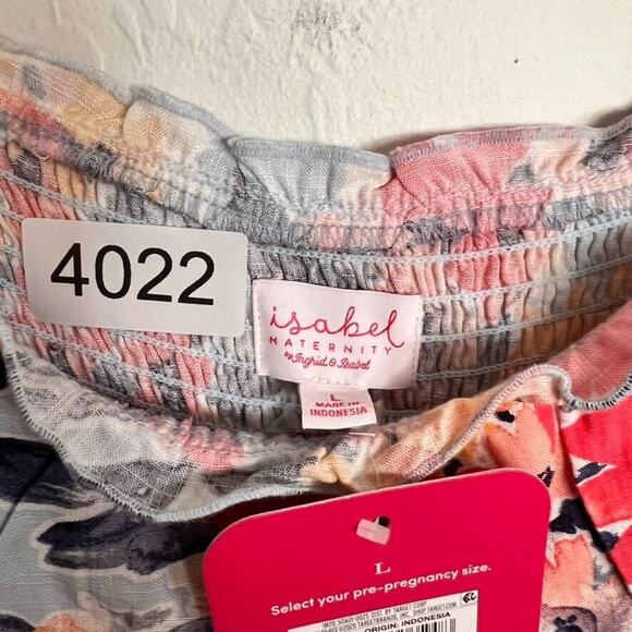 Isabel Maternity Dress Womens Size L Ruffle Sleeve Smocked Floral Maxi Tiered - Picture 8 of 11